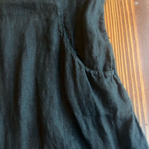 Lina Tomei Mini Dress with Beaded Neckline Sz S Linen Pockets Made in Italy - Picture 7 of 9